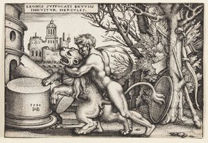 Hercules og Nemean Lion av Hans Sebald Beham