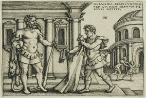 Lichas Bringing the Garment of Nessus to Hercules, fra The Labors of Hercules av Hans Sebald Beham