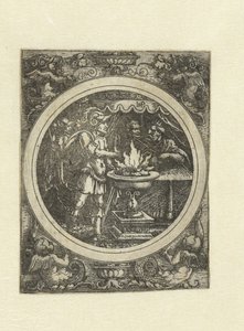 Mucius Scaevola med høyre hånd i ilden av Hans Sebald Beham
