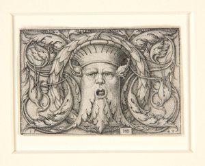 Panel med en mascaron (pynt med en maske) av Hans Sebald Beham