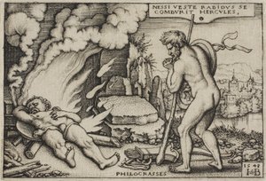 The Death of Hercules, fra The Labors of Hercules, 1548 av Hans Sebald Beham
