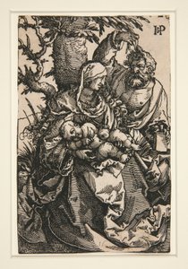 Den hellige familie under et tre av Hans Sebald Beham