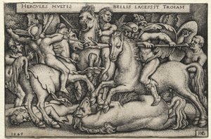 The Labors of Hercules: Hercules Conquering Troy, 1545. av Hans Sebald Beham