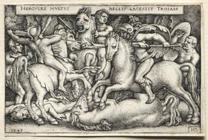 The Labors of Hercules: Hercules Conquering Troy, 1545. av Hans Sebald Beham