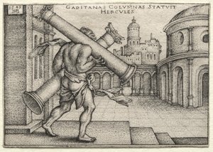 The Labors of Hercules: Hercules and the Columns of Gades av Hans Sebald Beham