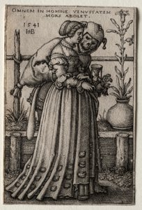 The Lady of Death maskerer seg som en dåre, 1541. av Hans Sebald Beham
