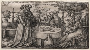 Den fortapte sønn: Sløsing med sin formue av Hans Sebald Beham