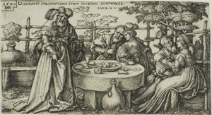 The Prodigal Son Wasting his Fortune, plate to fra The History of the Prodigal Son av Hans Sebald Beham