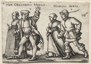 Landsbybryllupet: Hennes Gregorius Mercz / Marcus April av Hans Sebald Beham