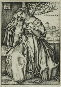Jomfruen og barnet med papegøyen av Hans Sebald Beham