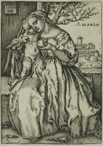 Jomfruen og barnet med papegøyen av Hans Sebald Beham