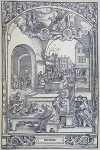 Planeten Merkur og kunstnere, lærde og teknikere, c1535 (gravering) av Hans Sebald Beham
