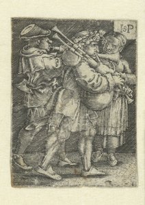 To musikere og en jente av Hans Sebald Beham