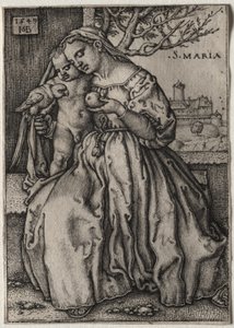 Jomfru Maria med barnet og en papegøye av Hans Sebald Beham
