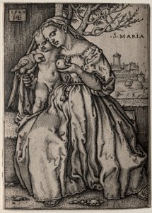 Jomfru med papegøyen, 1549. av Hans Sebald Beham