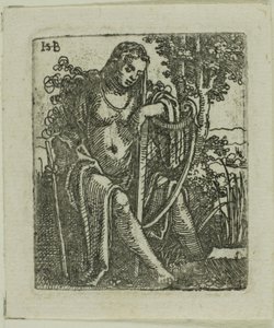 Kvinne med en harpe av Hans Sebald Beham