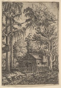 Hytte blant trær, 1551. av Hans Sebald Lautensack