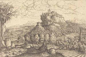 Landskap med et slott i sentrum, 1553.