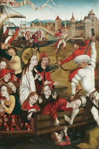 Martyrium of St. Ursula og hennes følgesvenner (forside); Nedre halvdel av en helgenfigur (omvendt) av Hans Siebenbürger