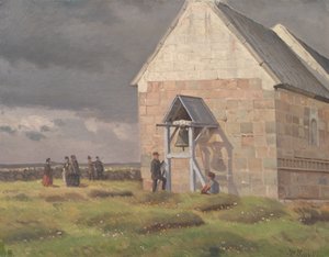 Stormbrygging bak Nørre Vium kirke, Jylland av Hans Smidth