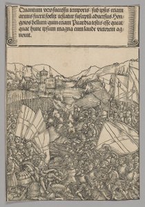 Slaget ved Hainaut, plate 3 fra historiske scener fra livet til keiser Maximilian I fra triumfbuen av Hans Springinklee