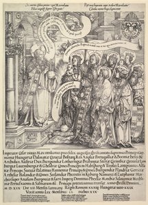 Maximilian presentert av sine skytshelgener til den allmektige, 1519.