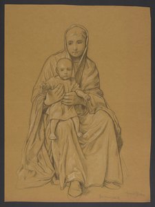 Maria med Jesus på fanget av Hans Thoma