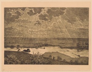 Landskap med en såmann og en pløyer ved Main av Hans Thoma
