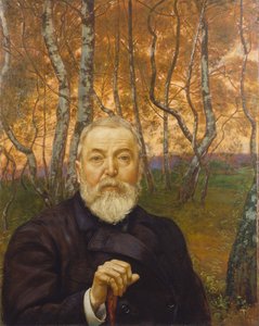 Selvportrett i en bjørkelund av Hans Thoma