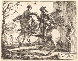 Tre ryttere før et vertshus av Hans Ulrich Franck