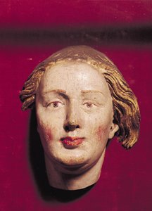 Hodet til en helgen, ca. 1520 (malt tre)