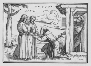 Abraham underholder tre engler, 1. Mosebok XVIII, 2 av Hans after Holbein the Younger