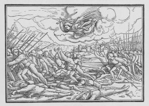 En engel ødelegger den assyriske hæren, 2 Krønikebok XXXII, 21 av Hans after Holbein the Younger