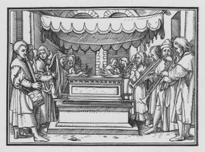 David utnevner et band med sangere og musikk for å prise Herren, 1. Chronicles XVI, 4 av Hans after Holbein the Younger