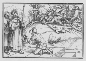 David klager over Saul og Jonathan, 2 Samuel I, 11 av Hans after Holbein the Younger