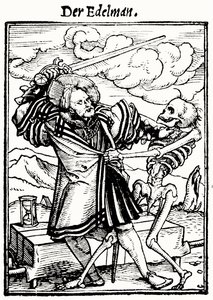 Death and the Nobleman, fra The Dance of Death, gravert av Hans Lutzelburger, ca. 1538 av Hans after Holbein the Younger