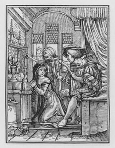 Holbeins Dødedans: Nonnen av Hans after Holbein the Younger