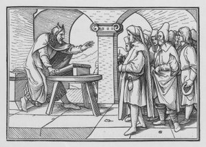 Moses formaner til lydighet fra Guds tidligere handlinger, Deuteronomy IV, 1 av Hans after Holbein the Younger