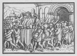 Shishak ødelegger Jerusalem, 2. Krønikebok XII, 9 av Hans after Holbein the Younger