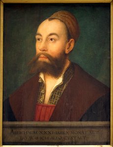 Portrett av bankmannen Anton Fugger (1493-1560) (i teksten: representativ som han var i en alder av 31 år og 10 måneder) - Maleri av Hans Maler dit de Schwaz (1480-1526 eller 1529), olje på lerret, rundt 1525 - tysk kunst fra 1500-tallet - Musee des Beaux 