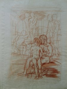Komposisjonsstudie om "gullalderen" av Hans von Marées