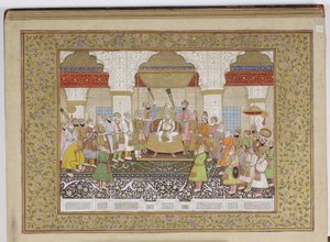 Album med Mughal-dynastisk genealogi, 1855 (ugjennomsiktig wc og gull på papir) av Haqim Ahasan Ullah Khan
