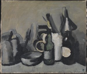 Stilleben med flaske av Harald Giersing