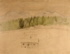 Utkast til "Vinternatt i fjellet" av Harald Oscar Sohlberg