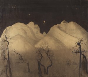 Vinternatt i fjellet. studie, 1902-2 av Harald Oscar Sohlberg