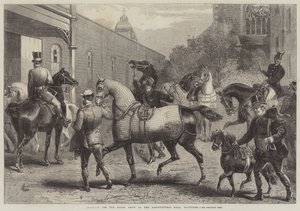 Ankomster til Horse Show i Agricultural Hall, Islington