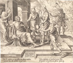 "Salige er de fattige i ånden. Job mottar det dårlige budskapet om sin ulykke." av Harmen Jansz. Muller