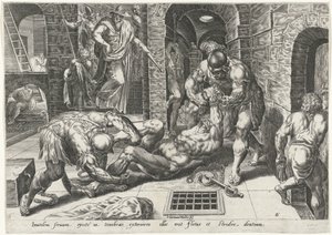 Ond tjener kastet inn i et mørkt fangehull Parable of the Talents (serietittel) av Harmen Jansz Muller