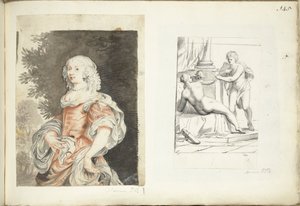 Portrett av en kvinne og Venus, Amor og Mars av Harmen ter Borch (possibly)