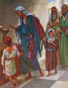 En fattig kvinnes gave, Mark av Harold Copping